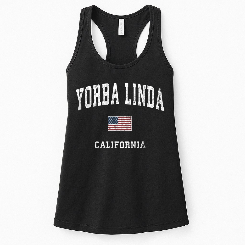 Yorba Linda California Ca Vintage American Flag Sports Womens Tank Top