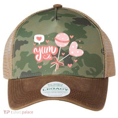 Yum Lollipop Candy Heart Valentines Day Legacy Tie Dye Trucker Hat
