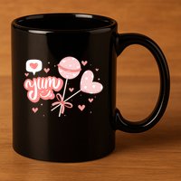 Yum Lollipop Candy Heart Valentines Day 11oz C Handle Ceramic Mug