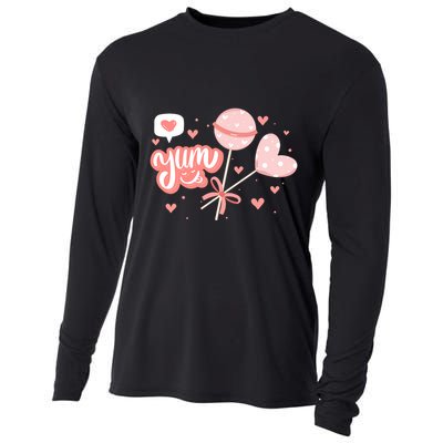 Yum Lollipop Candy Heart Valentines Day Cooling Performance Long Sleeve Crew