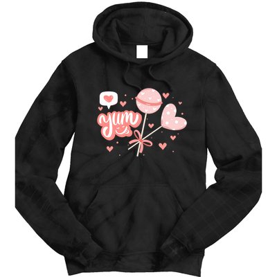 Yum Lollipop Candy Heart Valentines Day Tie Dye Hoodie