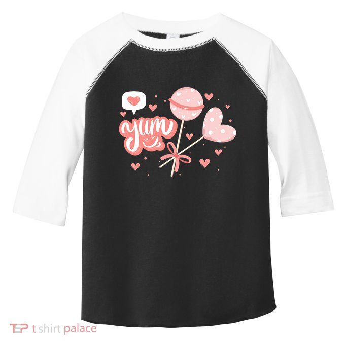 Yum Lollipop Candy Heart Valentines Day Toddler Fine Jersey T-Shirt