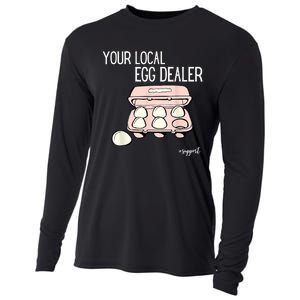 Your Local Egg Dealer Farm Fresh Eggs Funny Farming Lovers Cooling Performance Long Sleeve Crew