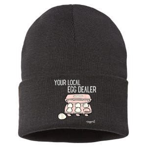 Your Local Egg Dealer Farm Fresh Eggs Funny Farming Lovers Sustainable Knit Beanie