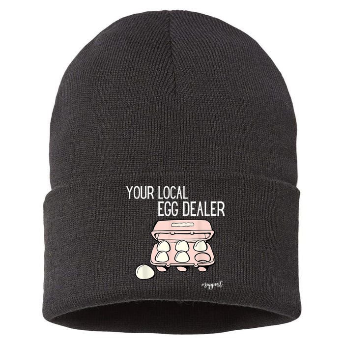 Your Local Egg Dealer Farm Fresh Eggs Funny Farming Lovers Sustainable Knit Beanie