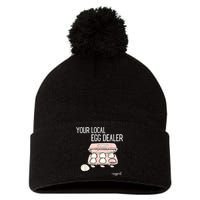 Your Local Egg Dealer Farm Fresh Eggs Funny Farming Lovers Pom Pom 12in Knit Beanie