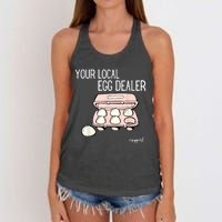 Your Local Egg Dealer Farm Fresh Eggs Funny Farming Lovers Women's Knotted Racerback Tank