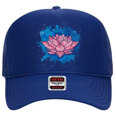 Yogi Lotus Flower Blossom Spiritual Buddhist Yoga Lotus Gift High Crown Mesh Back Trucker Hat