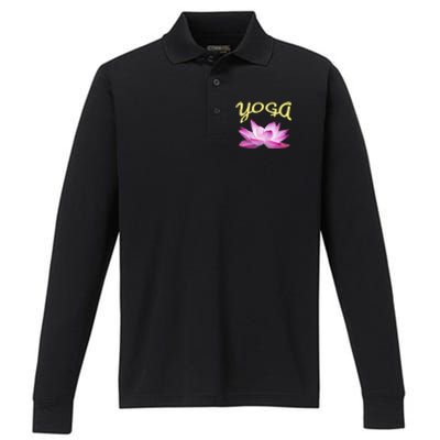 Yoga Lotus Flower Yoga Instructor Design Gift Performance Long Sleeve Polo