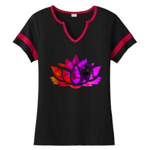 Yoga Lotus Flower Gift Ladies Halftime Notch Neck Tee