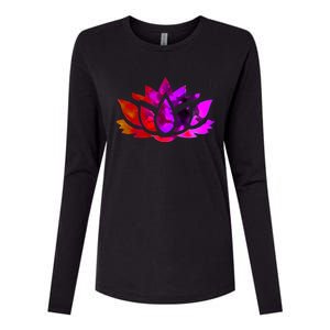 Yoga Lotus Flower Gift Womens Cotton Relaxed Long Sleeve T-Shirt