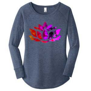 Yoga Lotus Flower Gift Women's Perfect Tri Tunic Long Sleeve Shirt