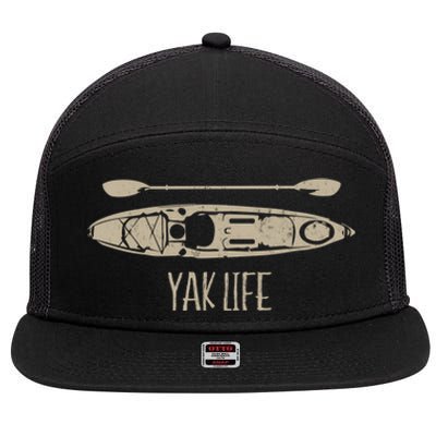 Yak Life Graphic Kayak Life Kayaking And Paddling Gift 7 Panel Mesh Trucker Snapback Hat