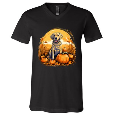 Yellow Lab Halloween Cute And Spooky Dog V-Neck T-Shirt