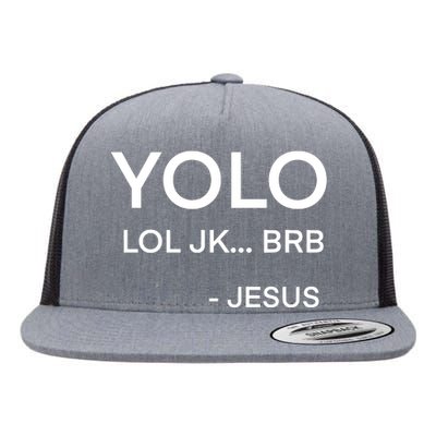 Y.Olo Lol Jk Brb Jesus Funny Christian Flat Bill Trucker Hat