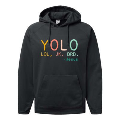 Yolo Lol, Jk, Brb Jesus, Religious Humorous Jesus Performance Fleece Hoodie