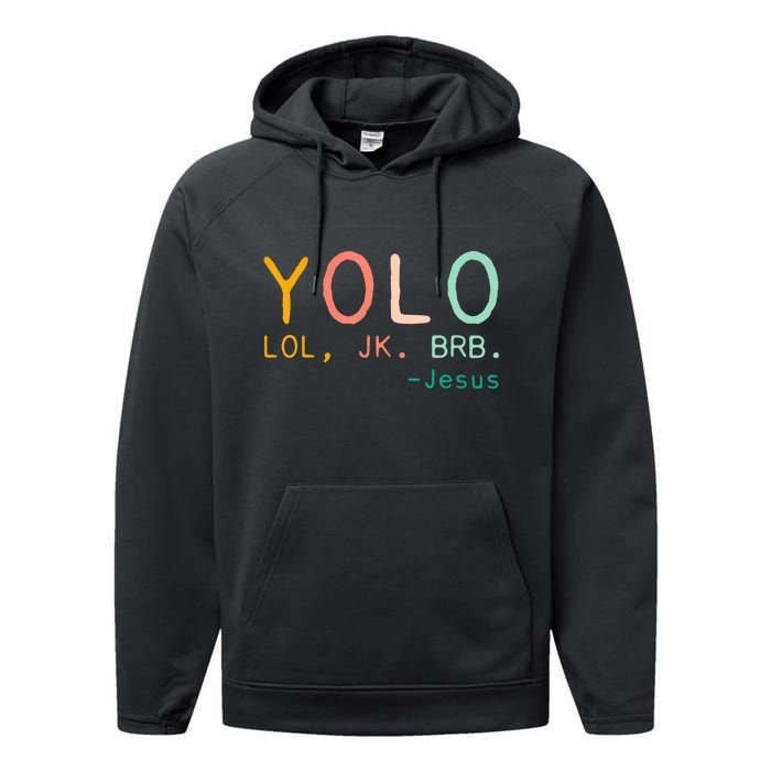 Yolo Lol, Jk, Brb Jesus, Religious Humorous Jesus Performance Fleece Hoodie