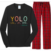 Yolo Lol, Jk, Brb Jesus, Religious Humorous Jesus Long Sleeve Pajama Set