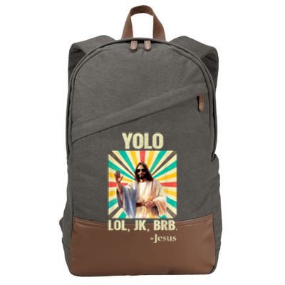 Yolo Lol Jk Brb Jesus Funny Easter Christians Resurrection Cotton Canvas Backpack