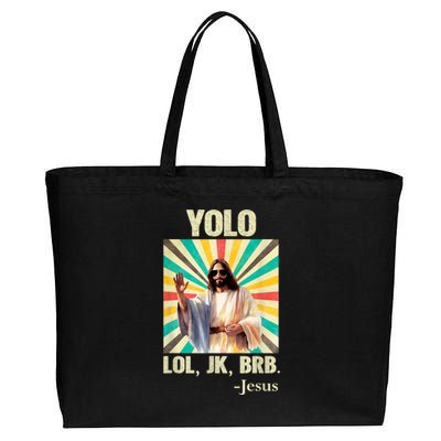 Yolo Lol Jk Brb Jesus Funny Easter Christians Resurrection Cotton Canvas Jumbo Tote