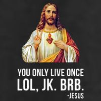 Yolo Lol Jk Brb Jesus 7 Panel Mesh Trucker Snapback Hat