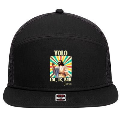 Yolo Lol Jk Brb Jesus Funny Easter Christians Resurrection 7 Panel Mesh Trucker Snapback Hat