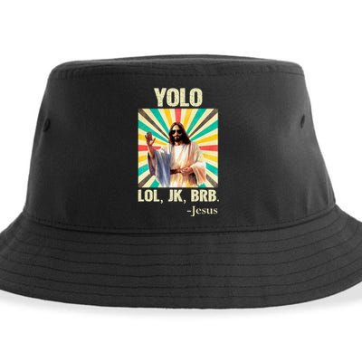 Yolo Lol Jk Brb Jesus Funny Easter Christians Resurrection Sustainable Bucket Hat