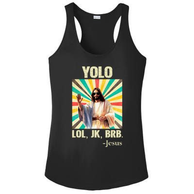 Yolo Lol Jk Brb Jesus Funny Easter Christians Resurrection Ladies PosiCharge Competitor Racerback Tank