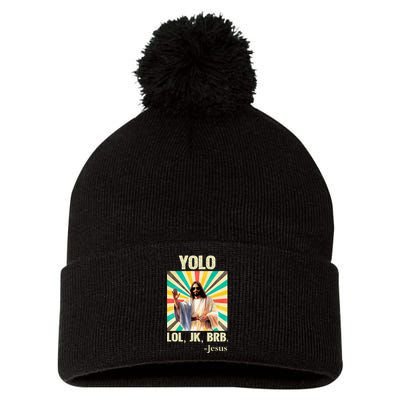 Yolo Lol Jk Brb Jesus Funny Easter Christians Resurrection Pom Pom 12in Knit Beanie