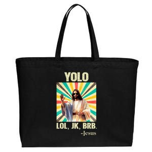 Yolo Lol Jk Brb Jesus Funny Easter Christians Resurrection Cotton Canvas Jumbo Tote