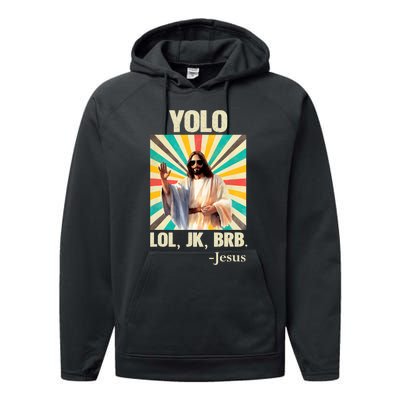 Yolo Lol Jk Brb Jesus Funny Easter Christians Resurrection Performance Fleece Hoodie