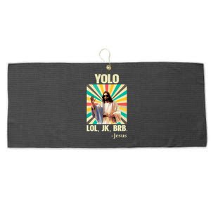 Yolo Lol Jk Brb Jesus Funny Easter Christians Resurrection Large Microfiber Waffle Golf Towel