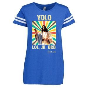 Yolo Lol Jk Brb Jesus Funny Easter Christians Resurrection Enza Ladies Jersey Football T-Shirt