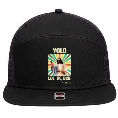 Yolo Lol Jk Brb Jesus Funny Easter Christians Resurrection 7 Panel Mesh Trucker Snapback Hat