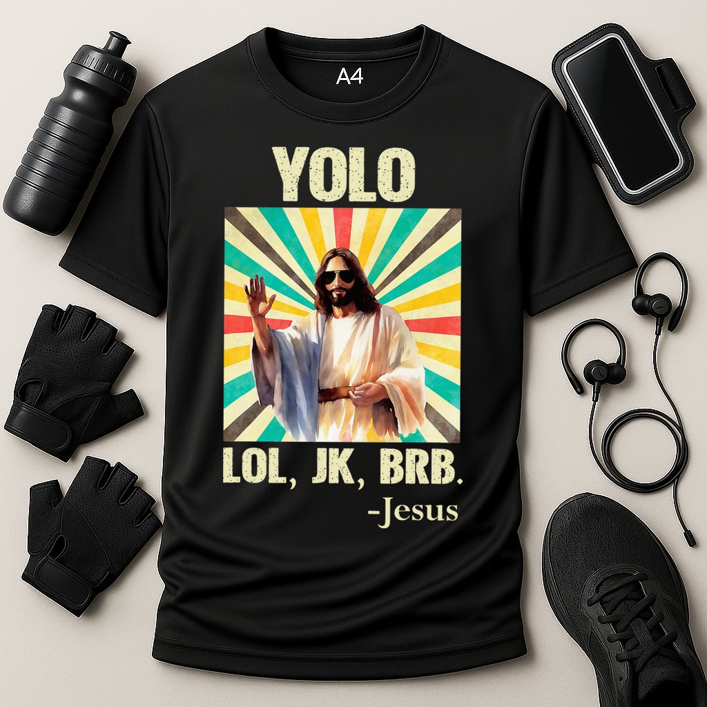 Yolo Lol Jk Brb Jesus Funny Easter Christians Resurrection Cooling Performance Crew T-Shirt