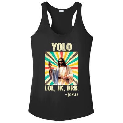 Yolo Lol Jk Brb Jesus Funny Easter Christians Resurrection Ladies PosiCharge Competitor Racerback Tank