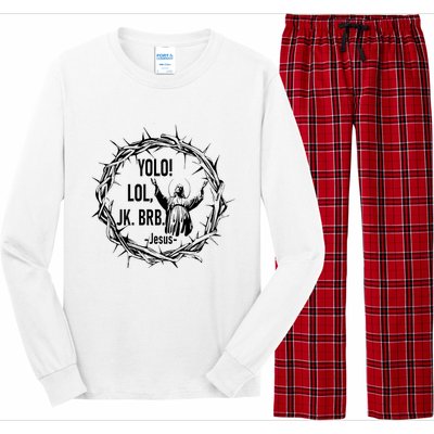 Y.Olo Lol Jk Brb Jesus Funny Easter Day Long Sleeve Pajama Set