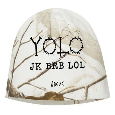 Yolo Lol Jk Brb Jesus Christmas Religious Christian Lover Kati - Camo Knit Beanie