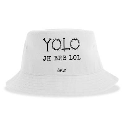 Yolo Lol Jk Brb Jesus Christmas Religious Christian Lover Sustainable Bucket Hat