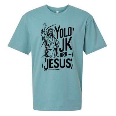 Yolo Lol Jk Brb Jesus Funny Easter Day Jesus Christian Sueded Cloud Jersey T-Shirt