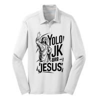 Yolo Lol Jk Brb Jesus Funny Easter Day Jesus Christian Silk Touch Performance Long Sleeve Polo