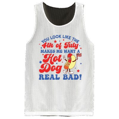 You Look Like The 4th Of July Makes Me Want Hotdog Real Bad Mesh Reversible Basketball Jersey Tank