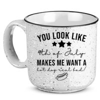 You Look Like 4th Of July Makes Me Want A Hot Dog 15oz Campfire Ceramic Mug