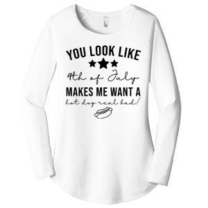 You Look Like 4th Of July Makes Me Want A Hot Dog Women's Perfect Tri Tunic Long Sleeve Shirt