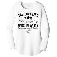 You Look Like 4th Of July Makes Me Want A Hot Dog Women's Perfect Tri Tunic Long Sleeve Shirt