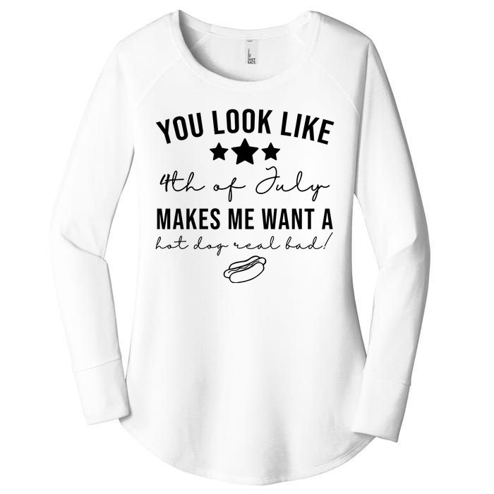 You Look Like 4th Of July Makes Me Want A Hot Dog Women's Perfect Tri Tunic Long Sleeve Shirt