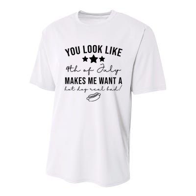 You Look Like 4th Of July Makes Me Want A Hot Dog Youth Performance Sprint T-Shirt