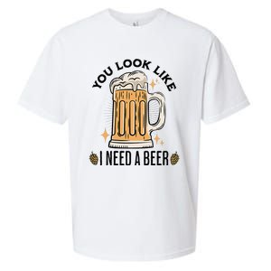 You Look Like I Need A Beer Funny Design For Beer Lover Sueded Cloud Jersey T-Shirt