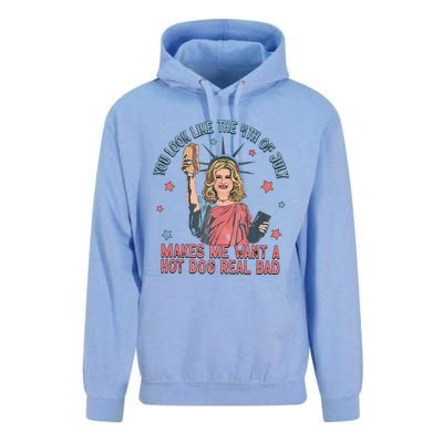 You Look Like 4th Of July Makes Me Want A Hot Dog Real Bad Unisex Surf Hoodie