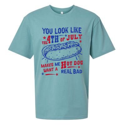 You Look Like 4th Of July Makes Me Want A Hot Dog Real Bad Sueded Cloud Jersey T-Shirt